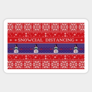 Snowcial Distancing - Funny Christmas Thanksgiving 2020 Ugly Fairisle Sweater Sticker